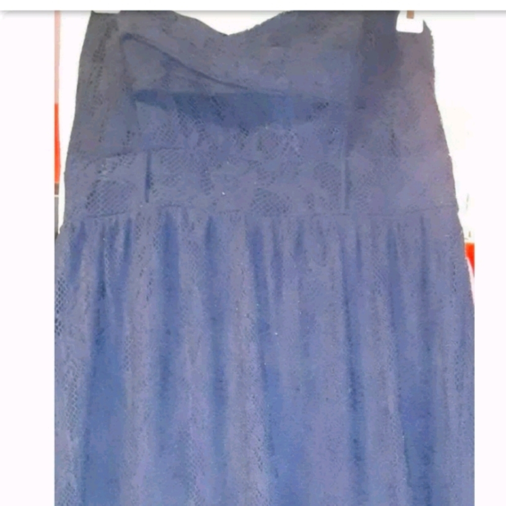 Strapless Blue Lace Short Dress